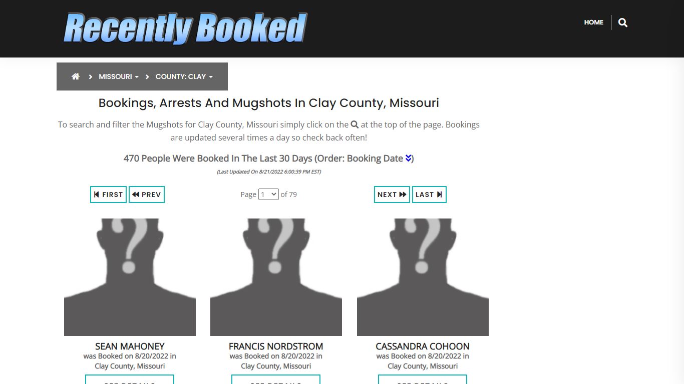 Recent bookings, Arrests, Mugshots in Clay County, Missouri